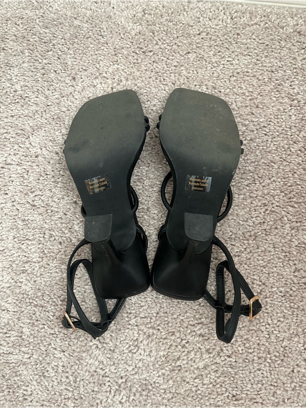 Nordstrom Open Edit Black Strappy Ankle-Heel Sandal - Picture 4 of 5